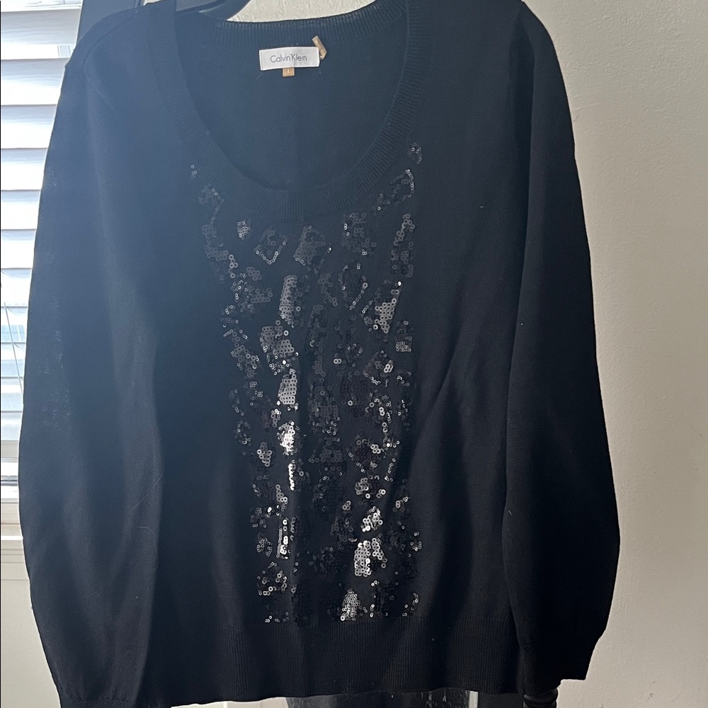Calvin Klein Black Sequin Embellished Sweatshirt